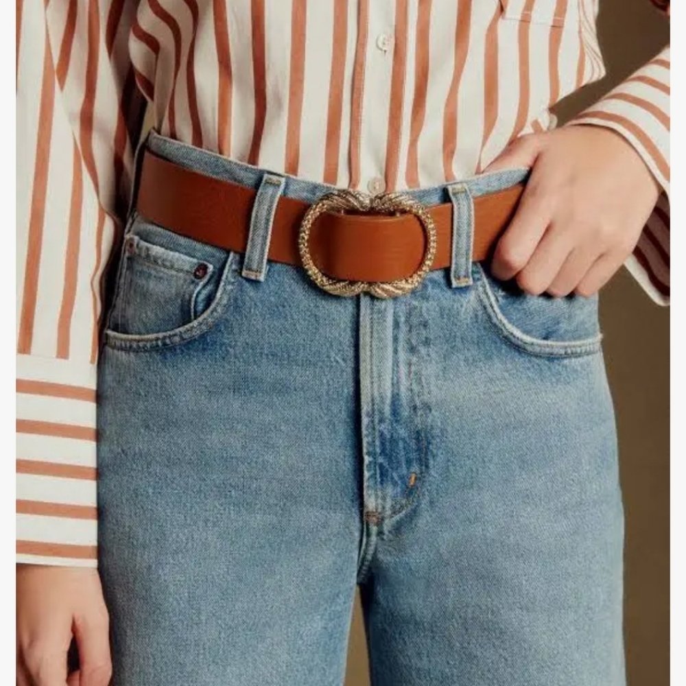 Sezane Artemis leather belt natural heritage